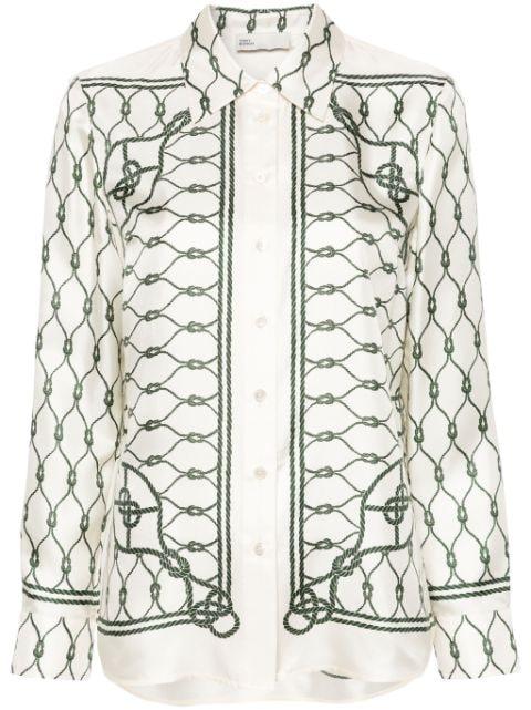 knot-print silk shirt by TORY BURCH