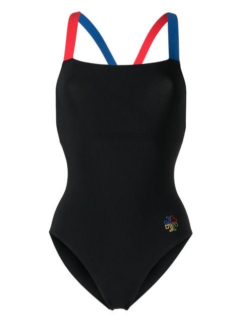 logo-detail colorblocked swimsuit by TORY BURCH