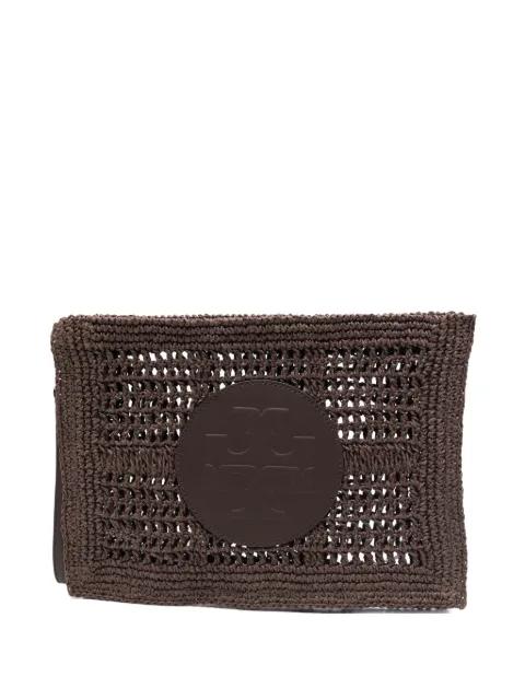 logo-patch woven clutch bag by TORY BURCH