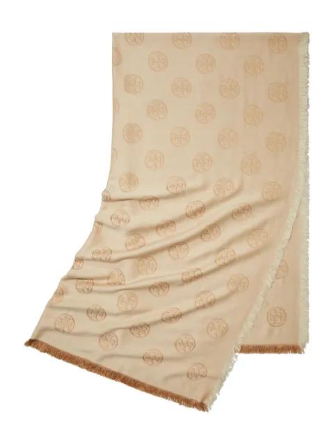 medallion logo oblong scarf by TORY BURCH