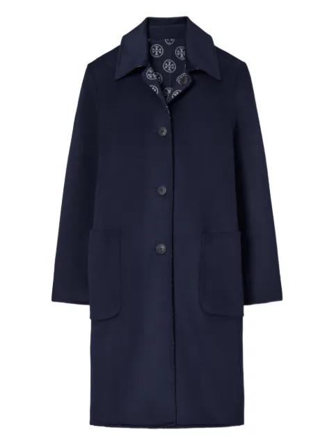 monogram jacquard wool coat by TORY BURCH