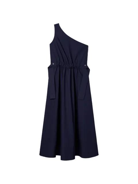 one-shoulder belted cotton dress by TORY BURCH