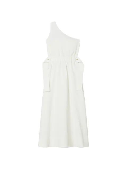 one-shoulder belted cotton dress by TORY BURCH