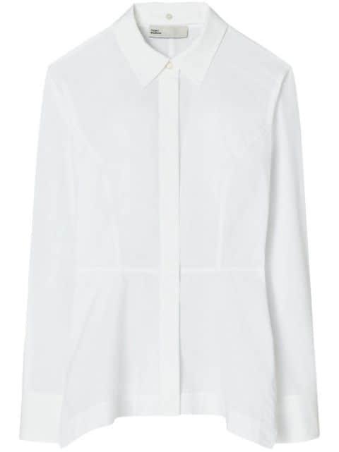 peplum cotton-poplin shirt by TORY BURCH