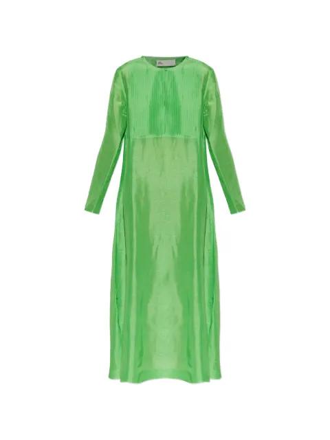 pleated-bib long-sleeve maxi dress by TORY BURCH
