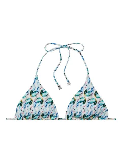 printed bikini top by TORY BURCH