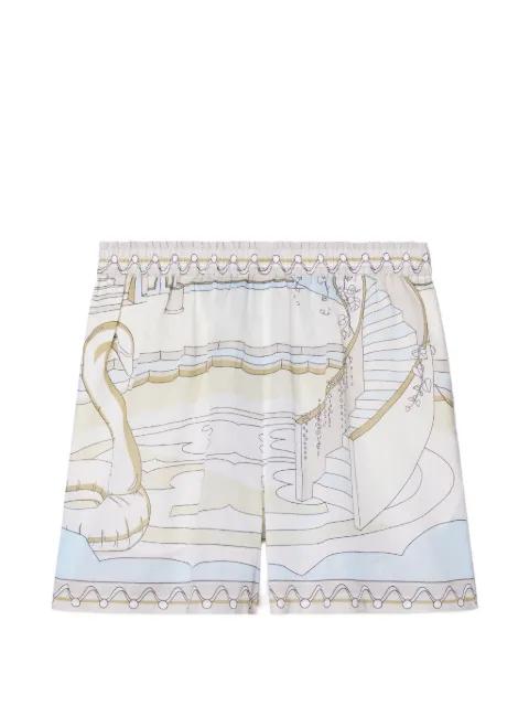 printed camp shorts by TORY BURCH