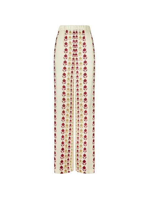 printed silk trousers by TORY BURCH