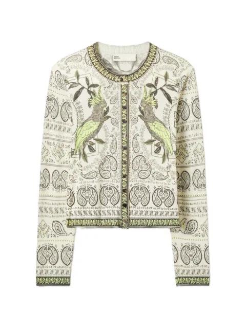 printed wool cardigan by TORY BURCH