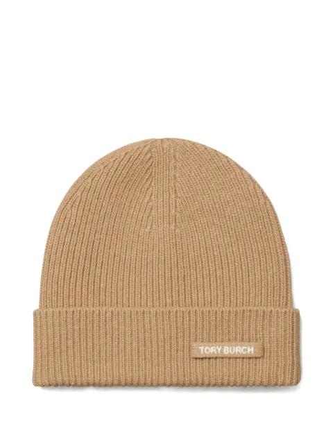 ribbed knit beanie hat by TORY BURCH