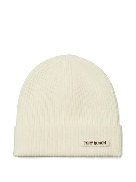 ribbed-knit beanie hat by TORY BURCH ribbed-knit beanie hat by TORY BURCH