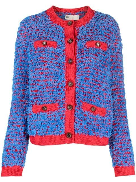 ruffled button-up cardigan by TORY BURCH