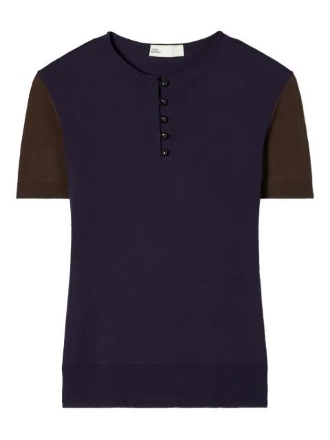 short-sleeve buttoned wool T-shirt by TORY BURCH