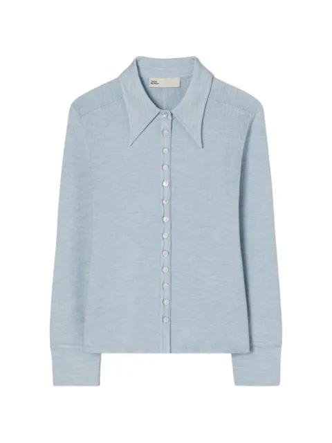 silk polo cardigan by TORY BURCH
