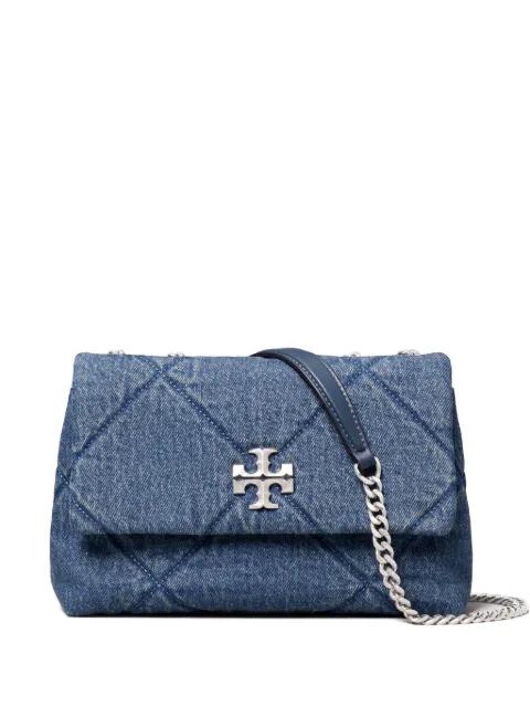 small Kira diamond quilted denim shoulder bag by TORY BURCH