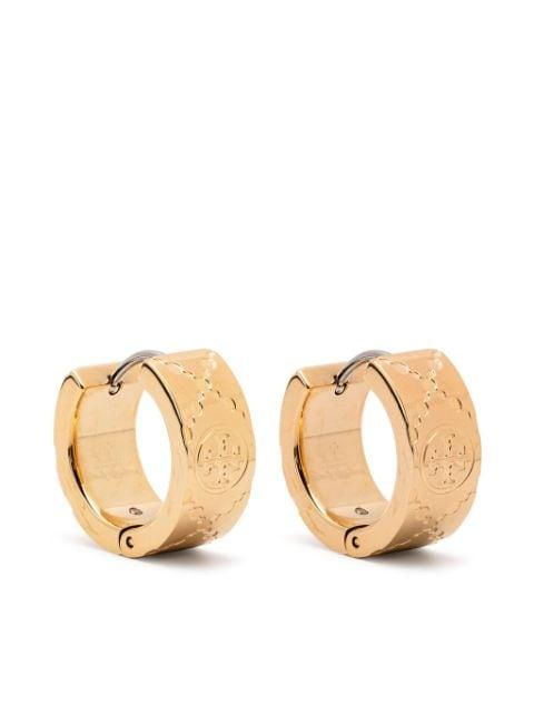 small T Monogram hoop earrings by TORY BURCH