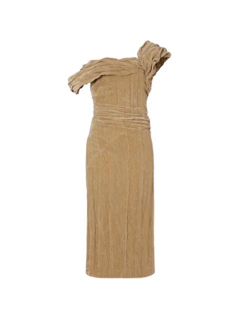 twist-detail velvet midi dress by TORY BURCH