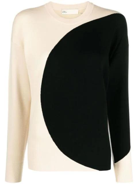 two-tone crew-neck jumper by TORY BURCH