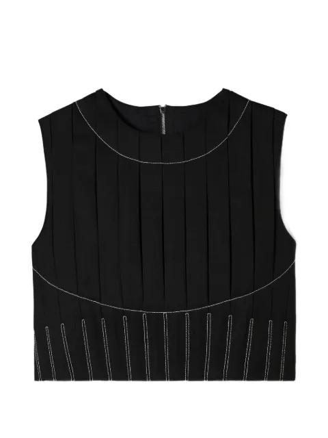 wool twill pleated top by TORY BURCH