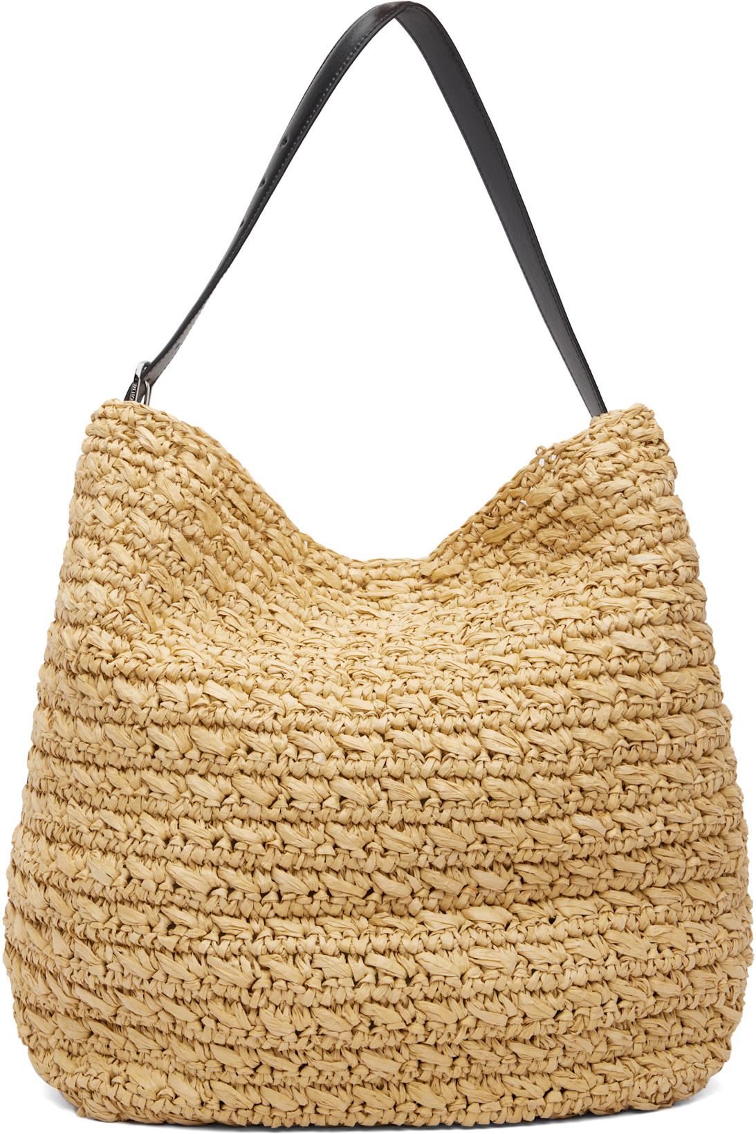 Beige Belted Paper Raffia Tote by TOTEME
