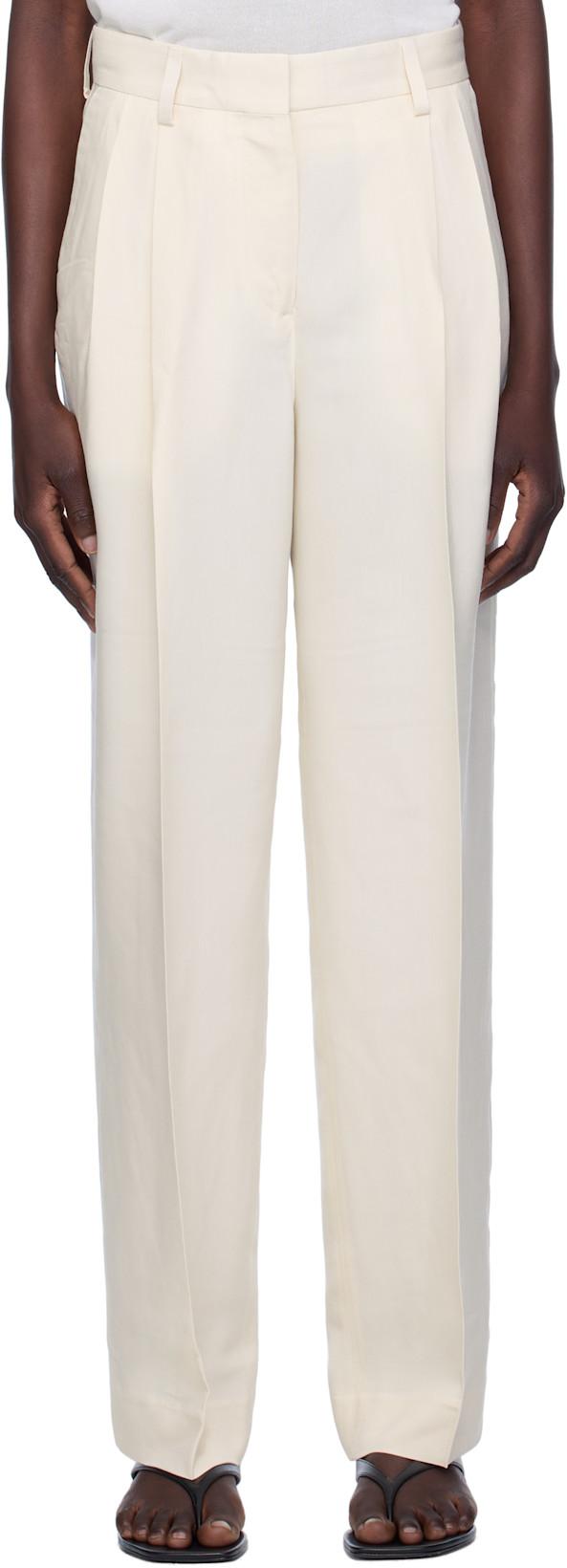 Beige Double-Pleat Fluid Trousers by TOTEME