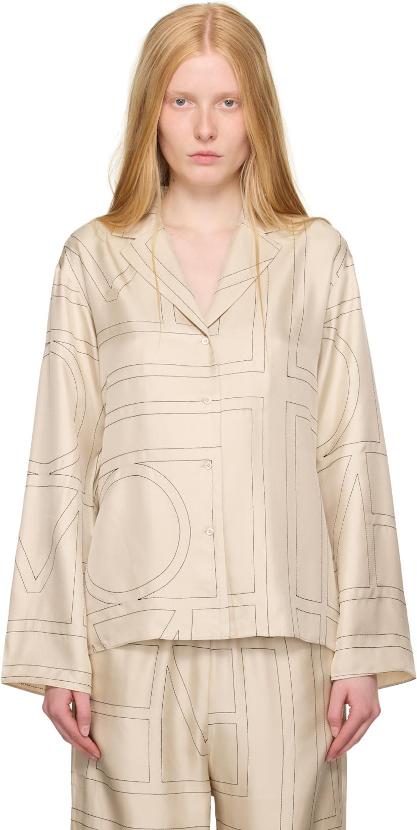 Beige Monogram Silk Shirt by TOTEME