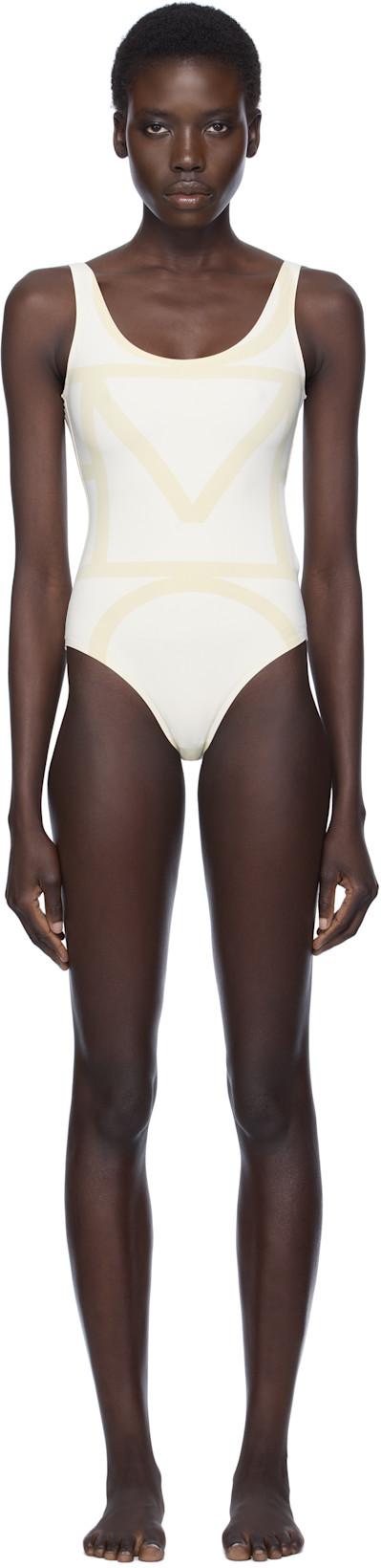 Beige Monogram Swimsuit by TOTEME
