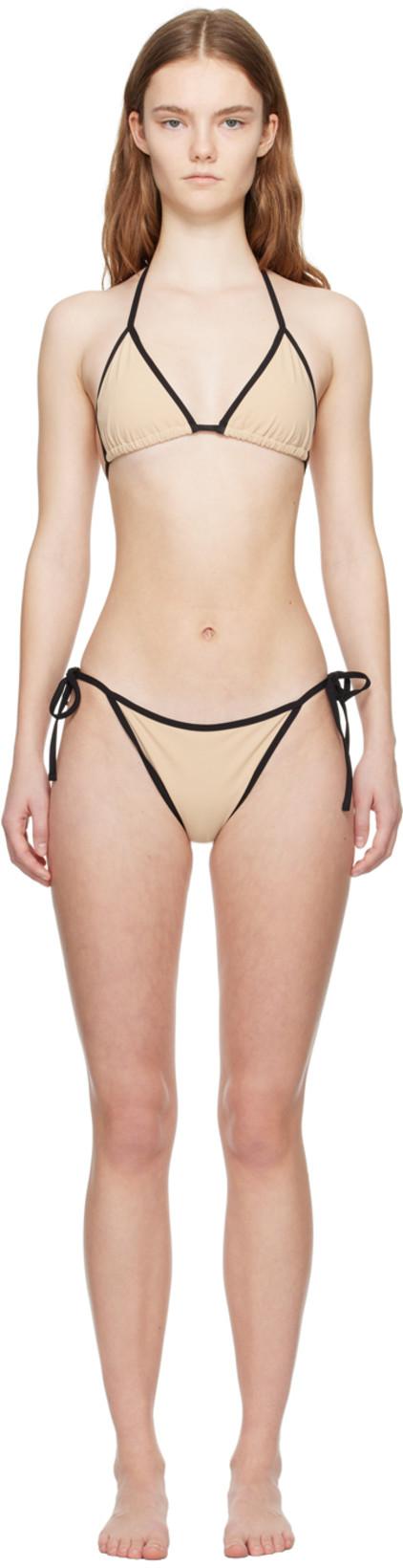 Beige Stripe Tie Bikini by TOTEME