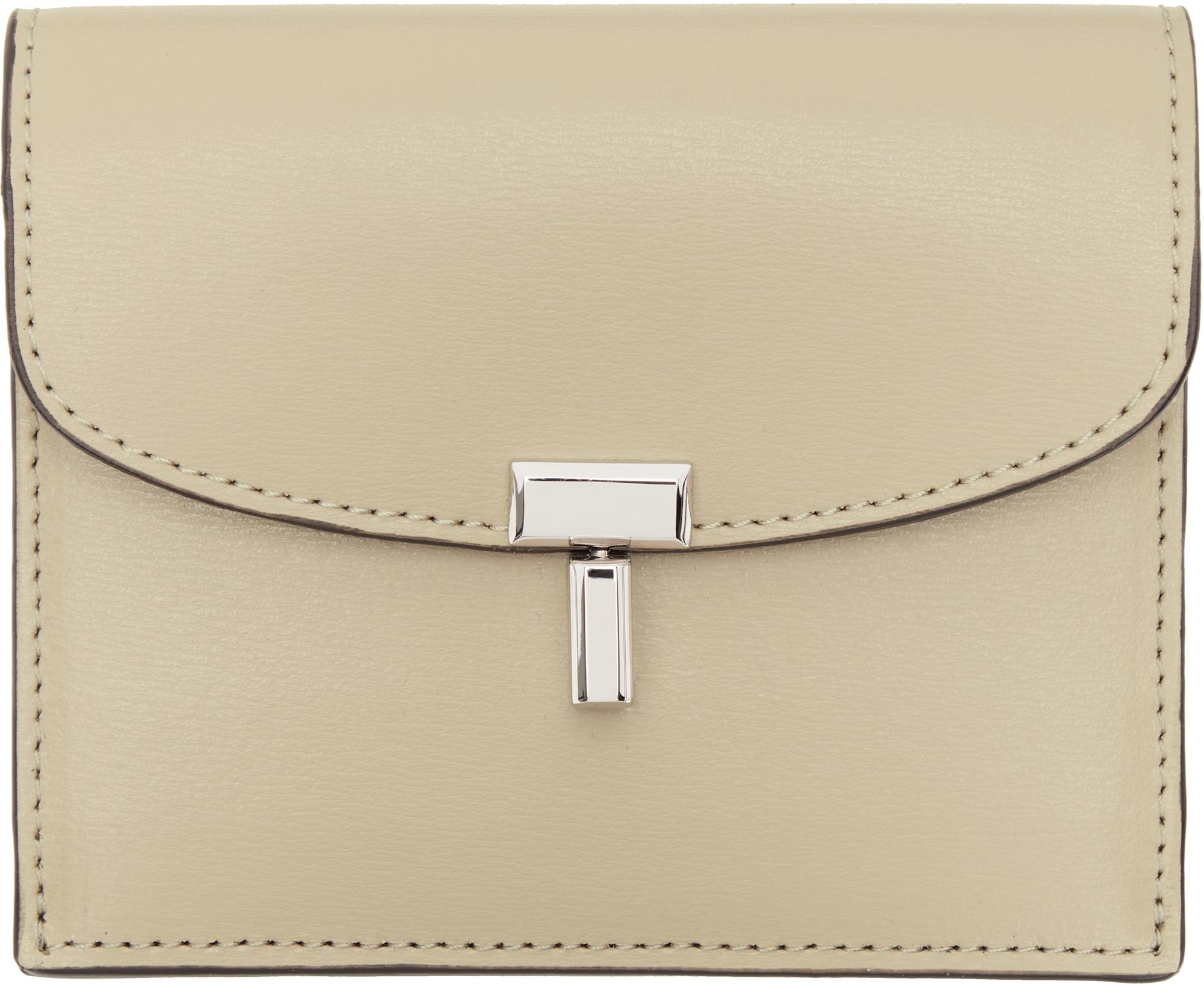 Beige T-Lock Leather Card Holder by TOTEME