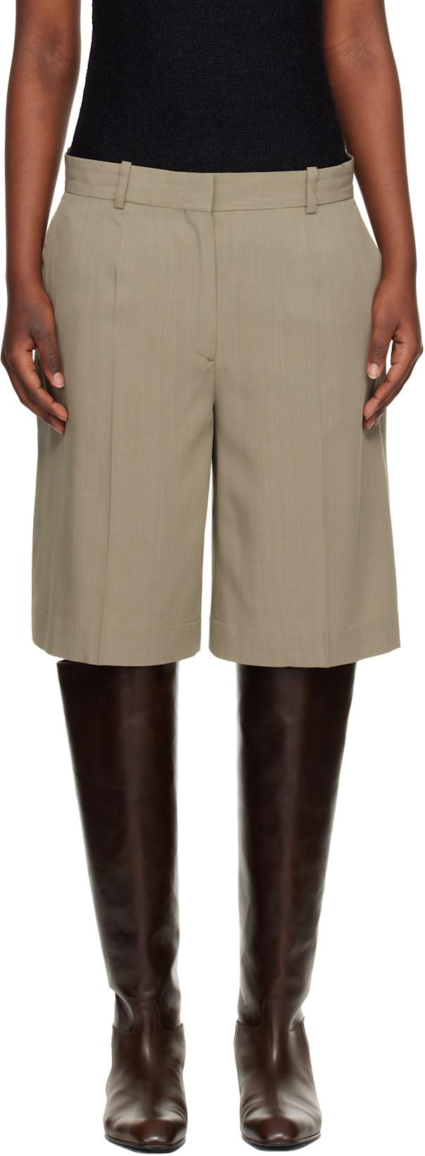 Beige Wide Fluid Shorts by TOTEME