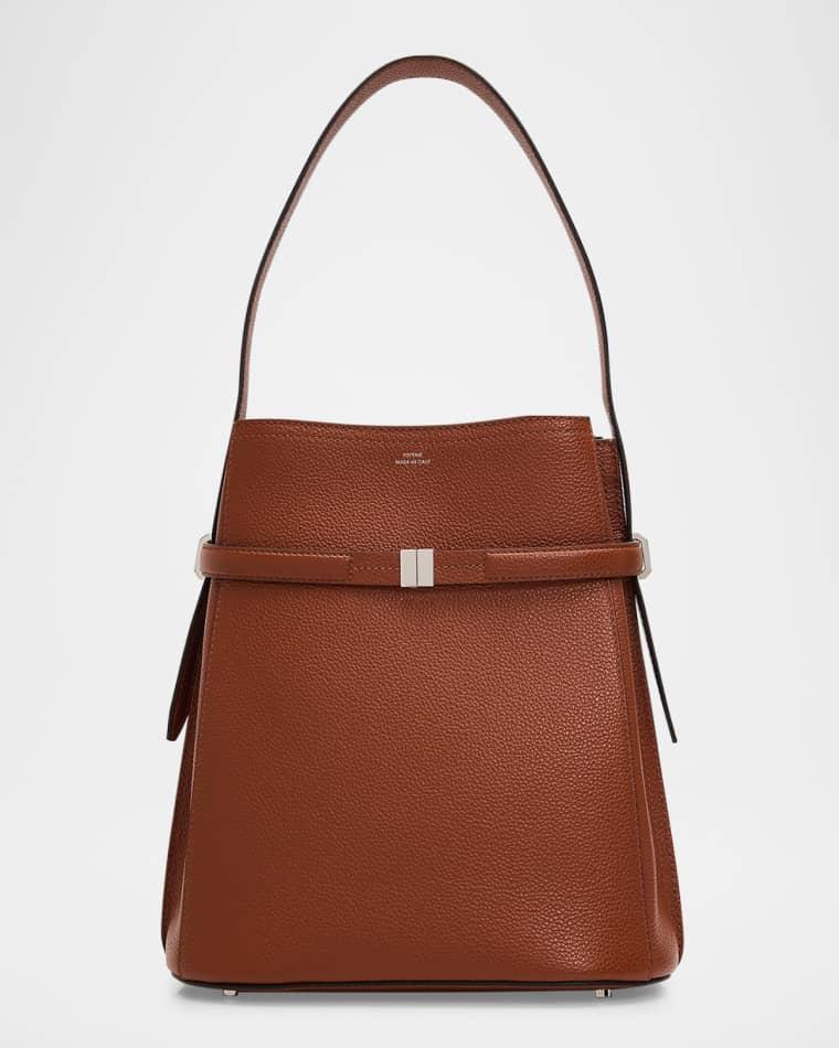 Belted Bucket Grain Leather Shoulder Bag by TOTEME