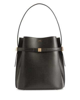 Belted Smooth Leather Bucket Bag by TOTEME