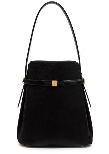 Belted calf-hair bucket bag by TOTEME