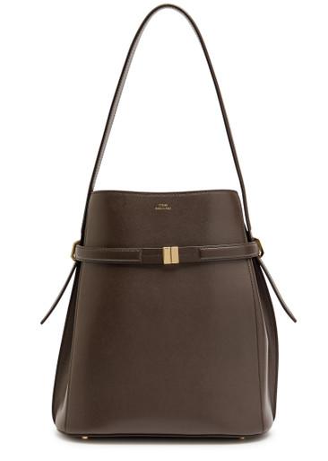 Belted leather bucket bag by TOTEME