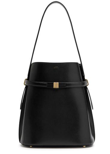 Belted leather bucket bag by TOTEME