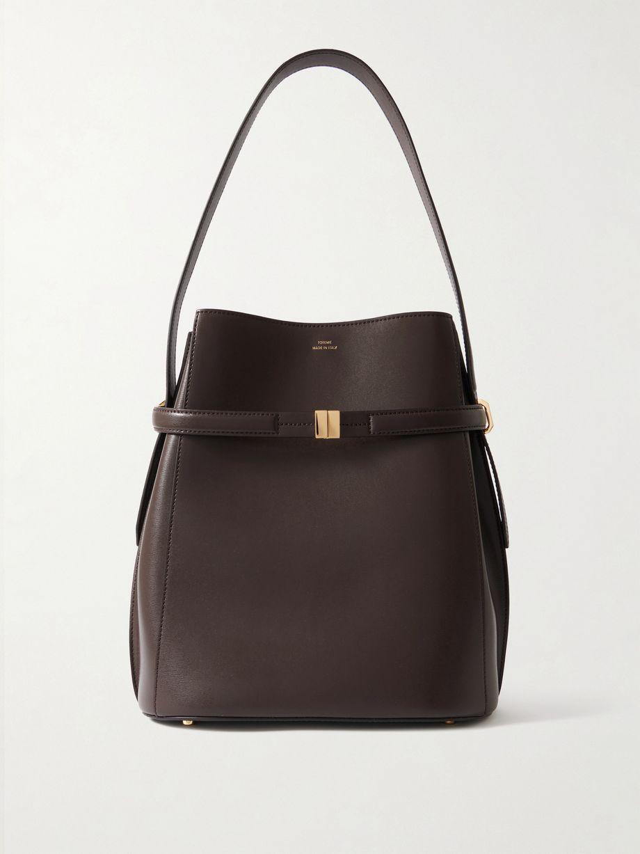 Belted leather tote by TOTEME