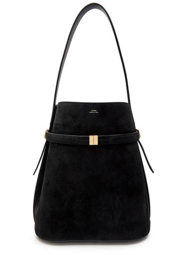 Belted suede bucket bag by TOTEME