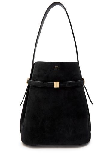Belted suede bucket bag by TOTEME