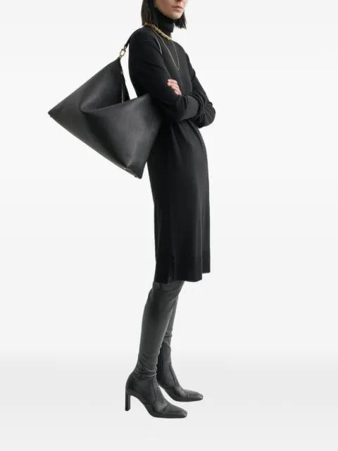 Bevel grained-leather tote bag by TOTEME