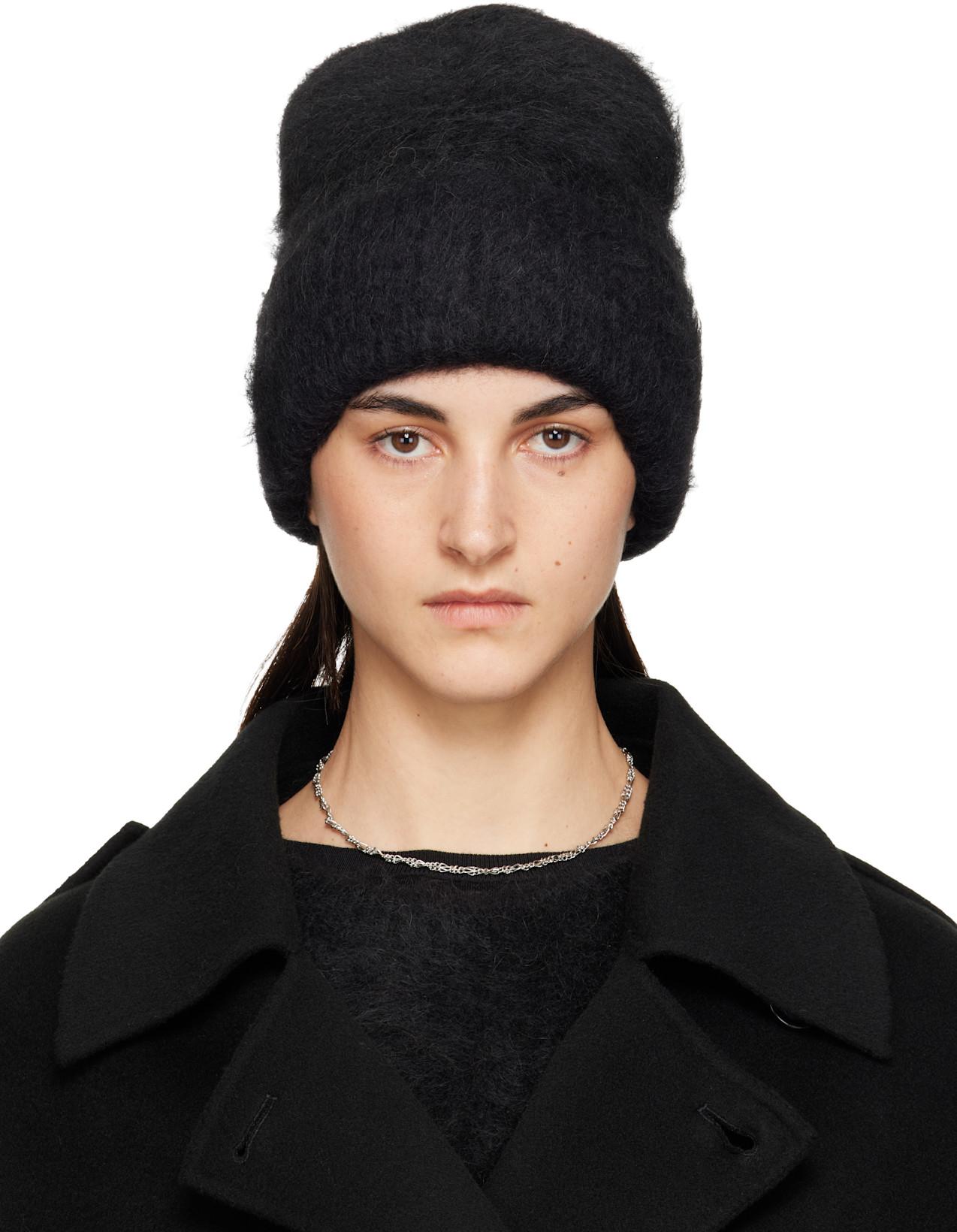 Black Alpaca Knit Beanie by TOTEME