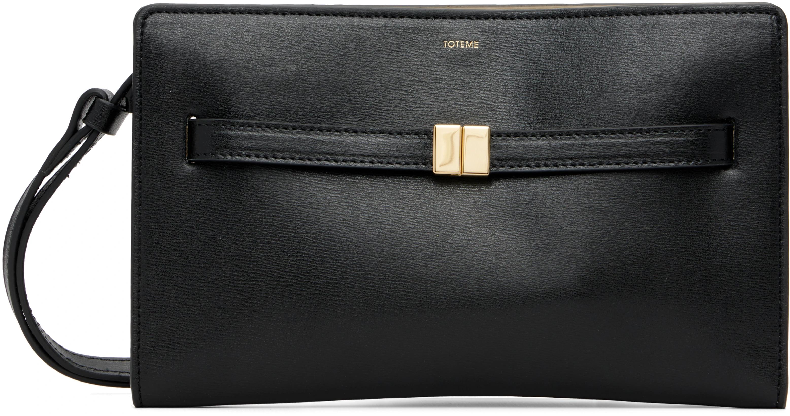 Black Belted Leather Crossbody Bag by TOTEME