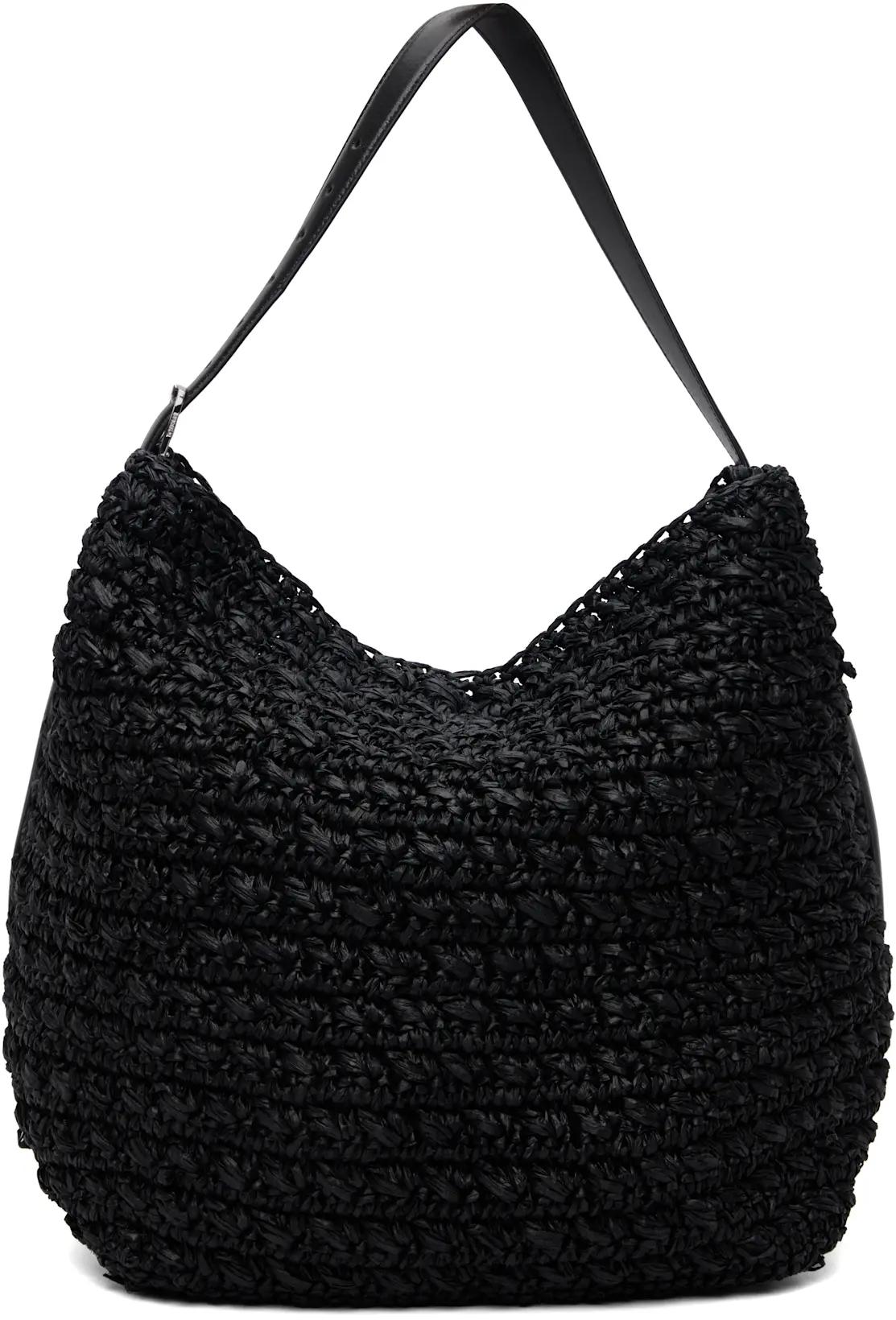Black Belted Raffia Tote by TOTEME