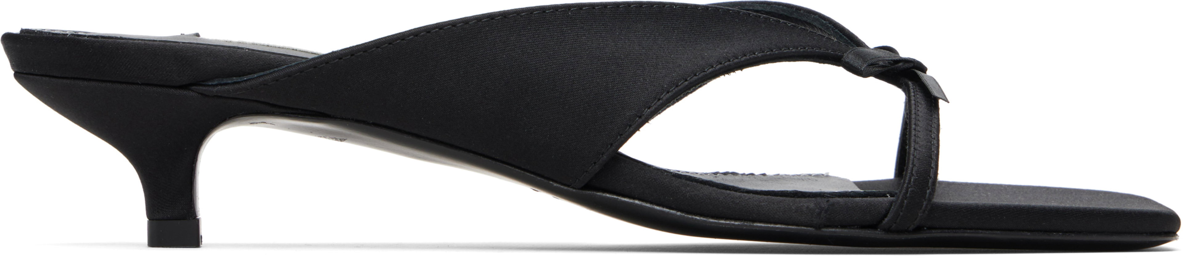 Black Bow Satin Sandals by TOTEME
