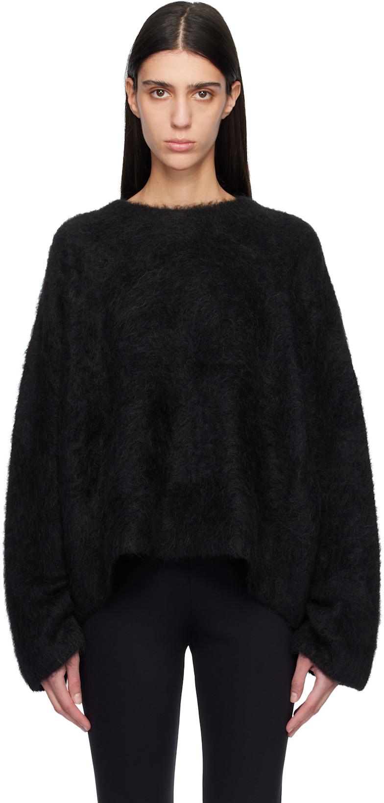 Black Boxy Alpaca Knit Sweater by TOTEME