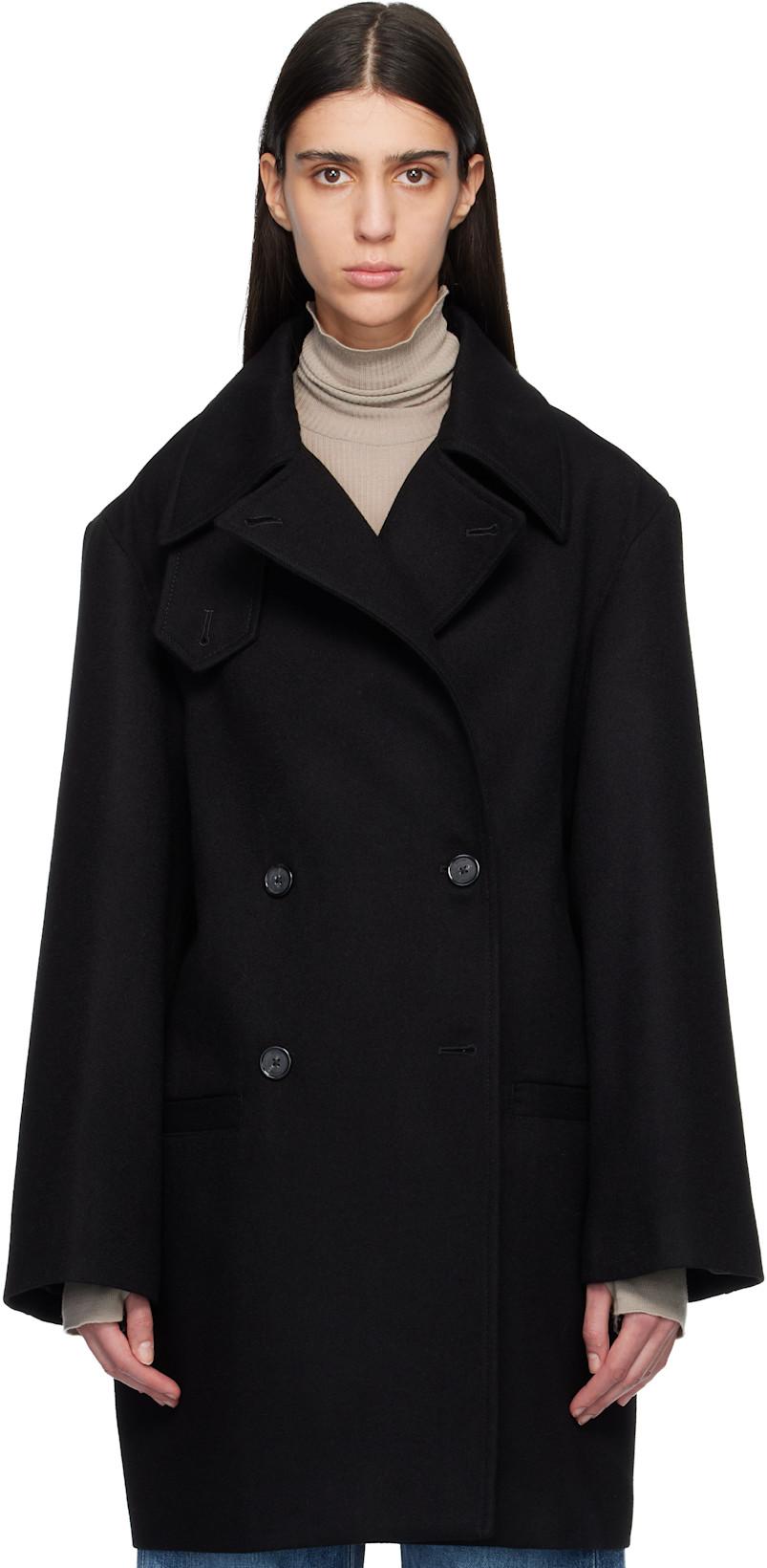 Black Broad Peacoat by TOTEME
