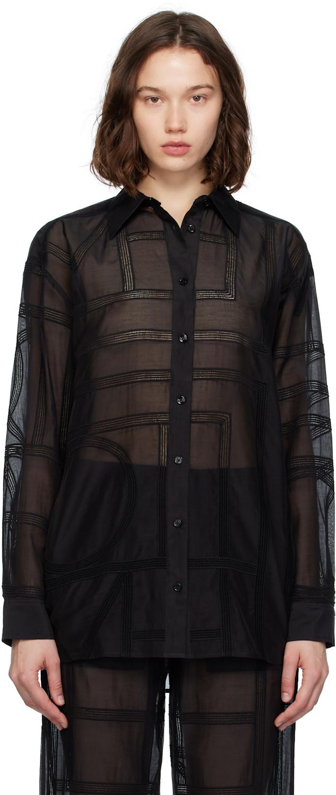 Black Classic Crochet Shirt by TOTEME