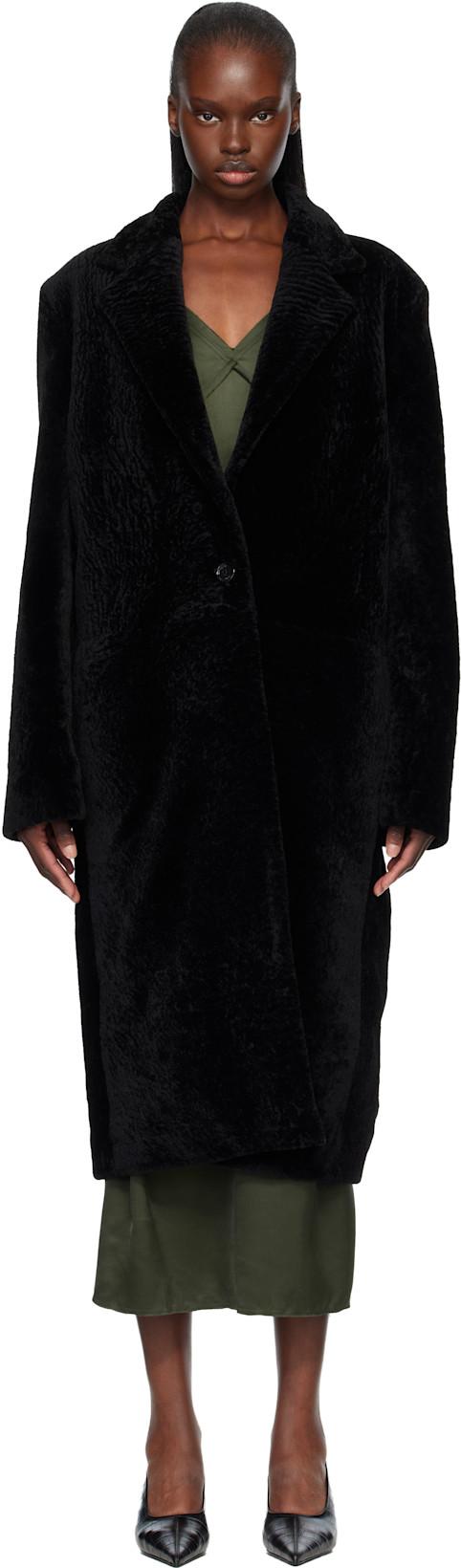 Black Classic Shearling Coat by TOTEME