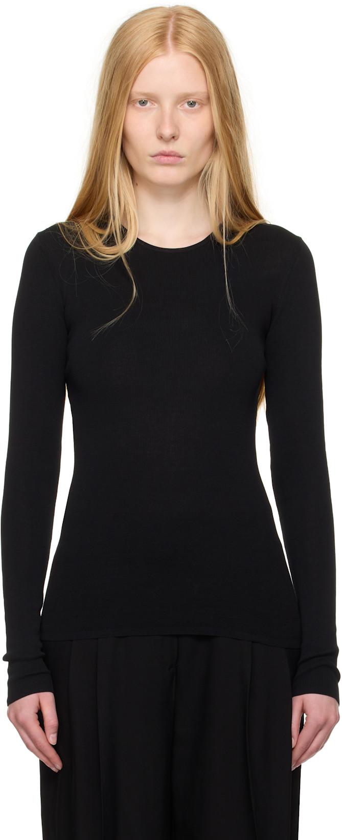 Black Compact Cotton T-shirt by TOTEME