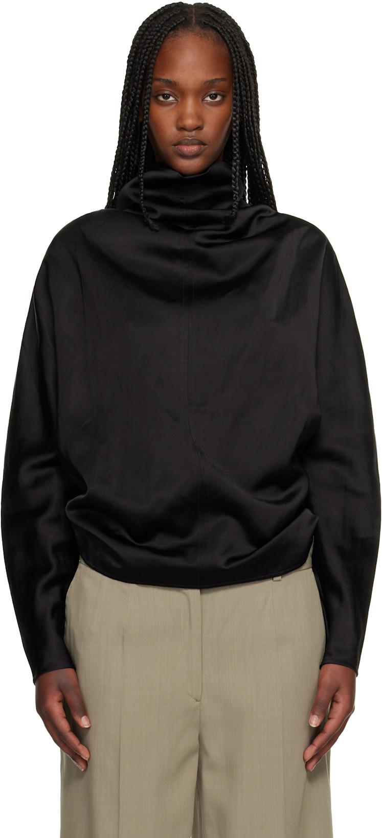 Black Cowl Neck Blouse by TOTEME