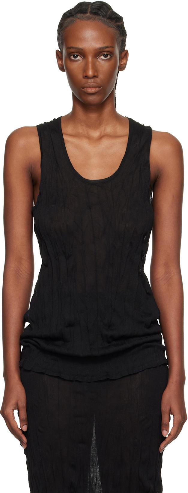 Black Crinkled Knit Tank Top by TOTEME